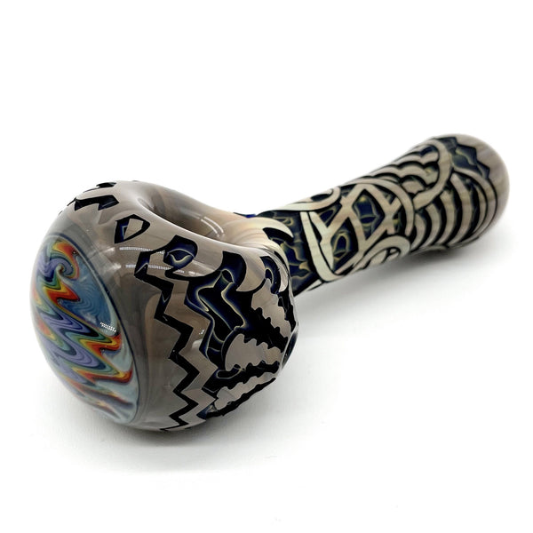 工芸品 Gold blue lumpy pipe Liberty 503 Deep Carve Tan Gear Wig Wag Handpipe – Keepin It
